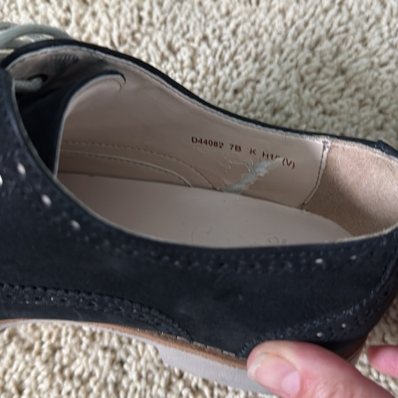 Cole Haan Black & Gray  Suede Wingtip Lace Up Oxfords Gramercy Sz 7 - Picture 8 of 12